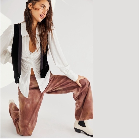 Free People Dream Bigger Low Slung Straight Pants Size 8 - Picture 2 of 6